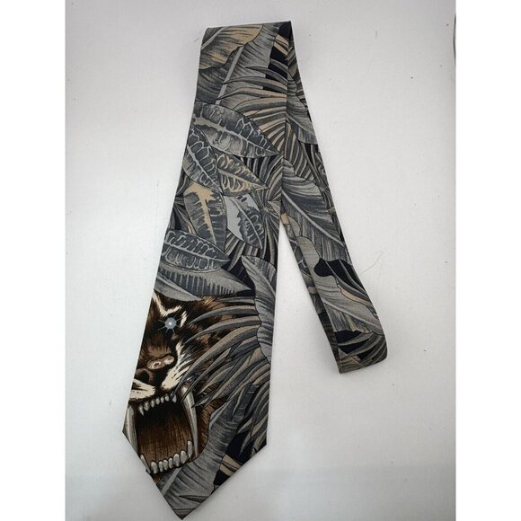 VTG ASSORTED LOT OF 3 -Blue Silk Ties Made in Italy - Jungle, Solid & Textured - Picture 2 of 11